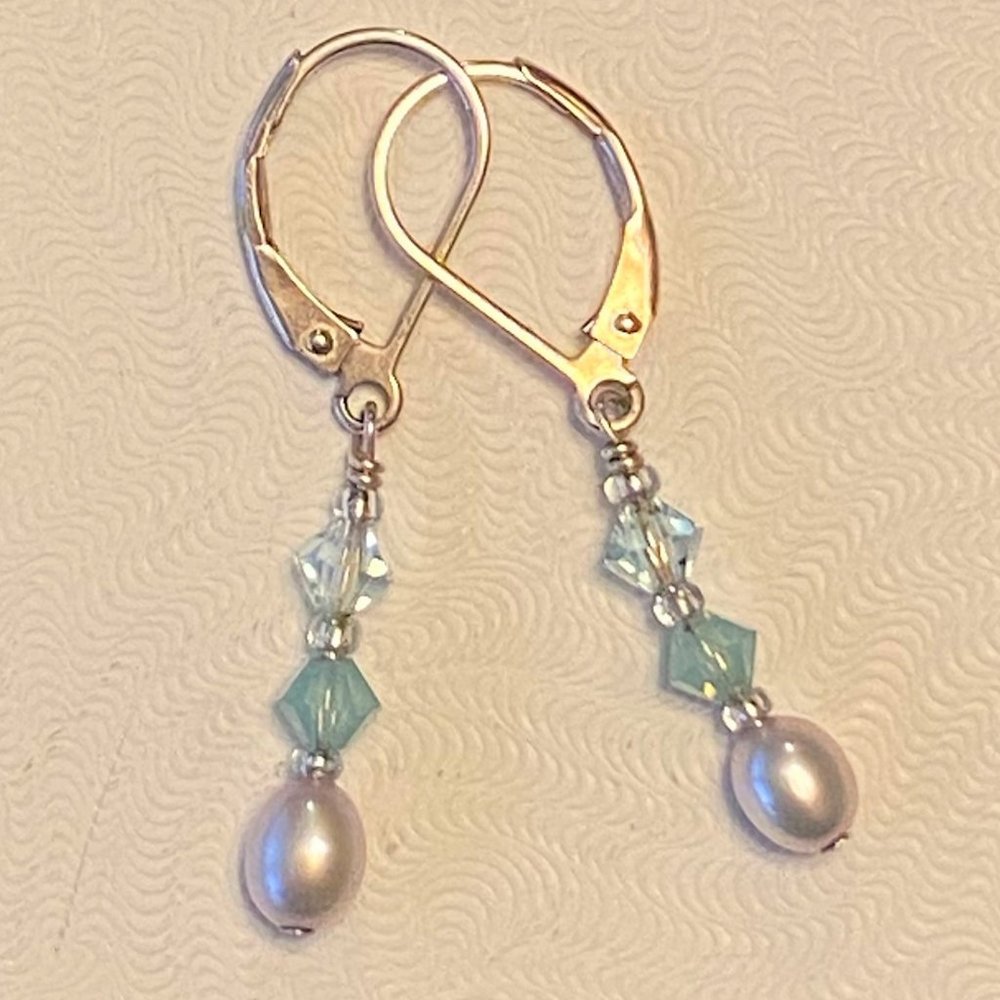 Adorable Drop Earrings - Sterling, Crystal, Pearl